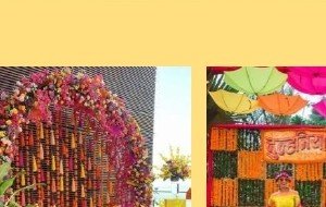 Pink Floral Mehendi Sofa Backdrop - Ahmedabad Event Management